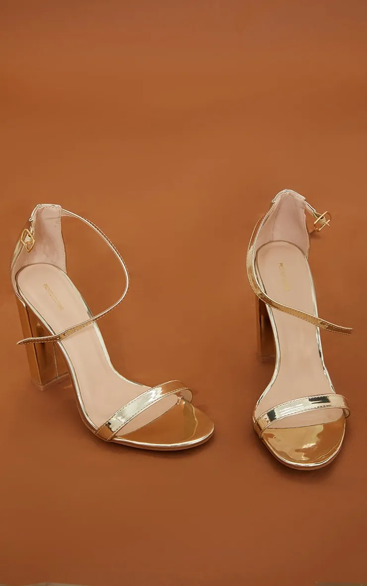 May Gold Block Heeled Sandal sold by Pretty Little Thing product image thumbnail 3