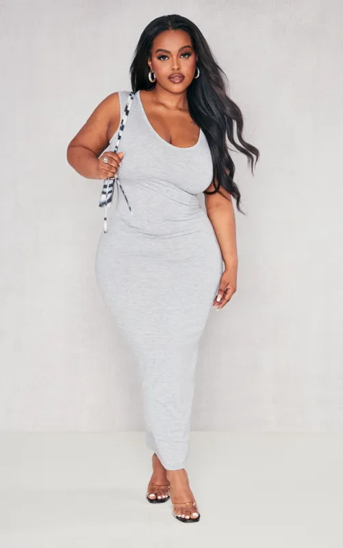 Plus Grey Marl Jersey Scoop Neck Midaxi Dress sold by Pretty Little Thing