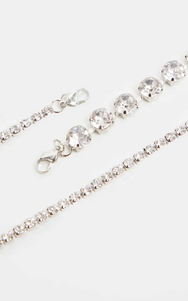 Silver Double Diamante Choker Two Pack sold by Pretty Little Thing product image thumbnail 4