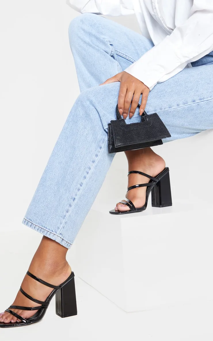 Black Block Heel Strappy Mule Sandal sold by Pretty Little Thing