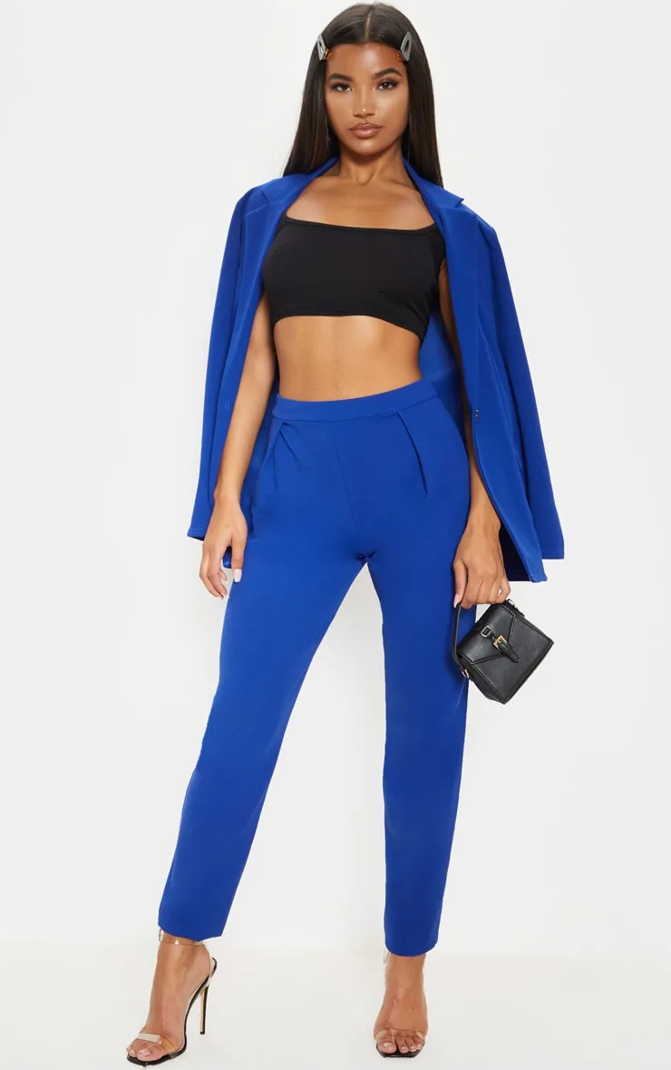 Blue Cigarette Crepe Trousers sold by Pretty Little Thing