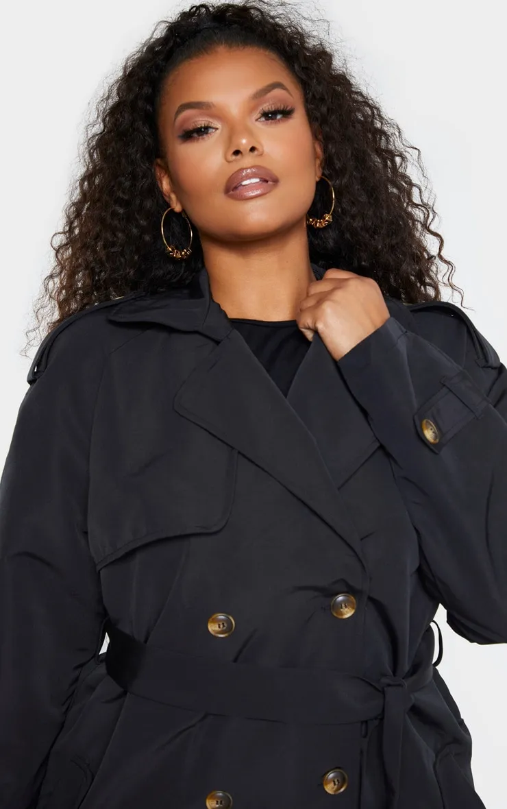 Plus Black Oversized Button Down Trench Coat sold by Pretty Little Thing product image thumbnail 5