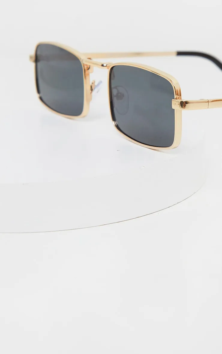 Gold Frame Black Lens Small Square Sunglasses sold by Pretty Little Thing product image thumbnail 2