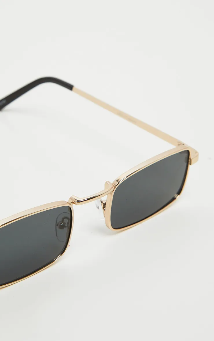 Gold Frame Black Lens Small Square Sunglasses sold by Pretty Little Thing product image thumbnail 3