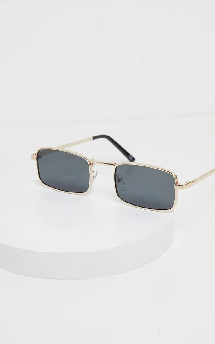 Gold Frame Black Lens Small Square Sunglasses sold by Pretty Little Thing product image thumbnail 4
