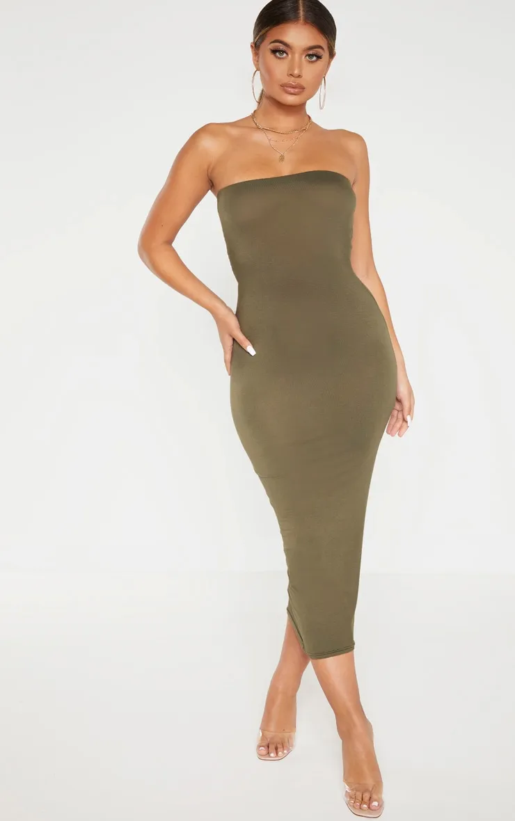 Khaki Bandeau Midaxi Dress sold by Pretty Little Thing product image thumbnail 4