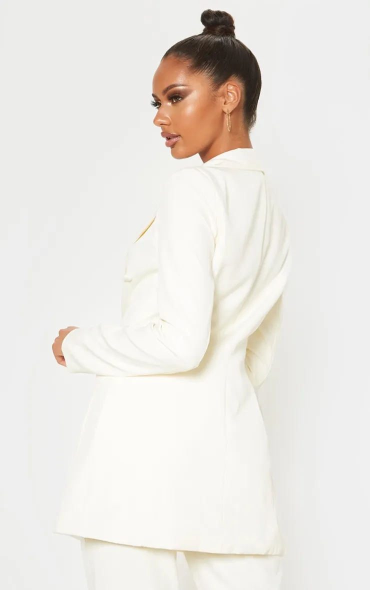 Cream Double Breasted Woven Blazer sold by Pretty Little Thing product image thumbnail 2