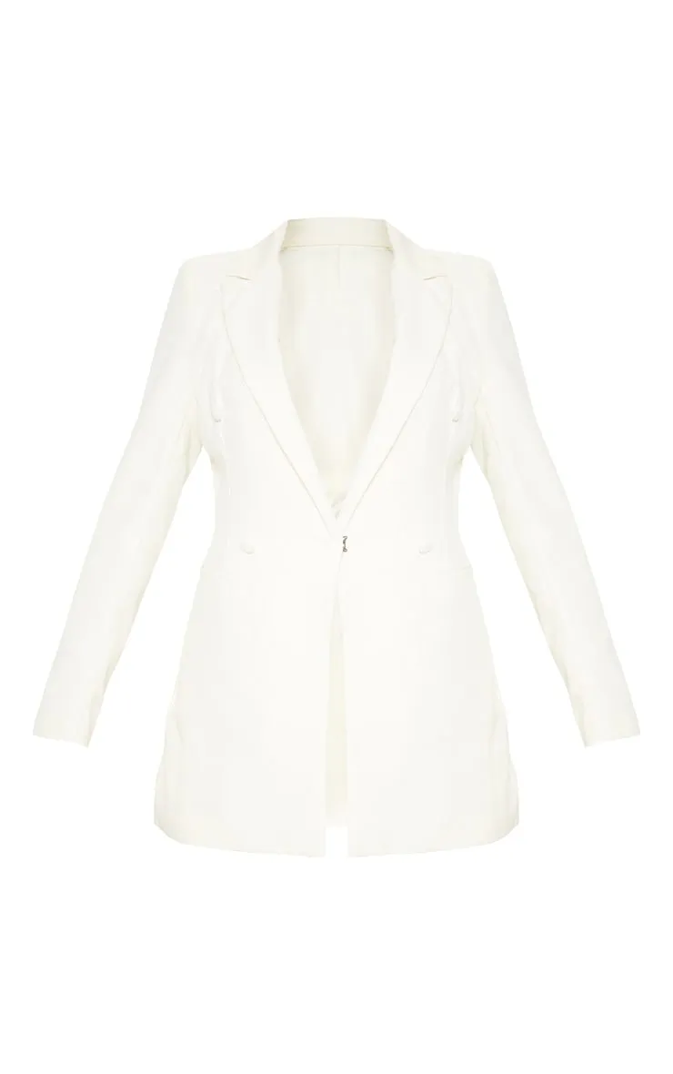 Cream Double Breasted Woven Blazer sold by Pretty Little Thing product image thumbnail 3