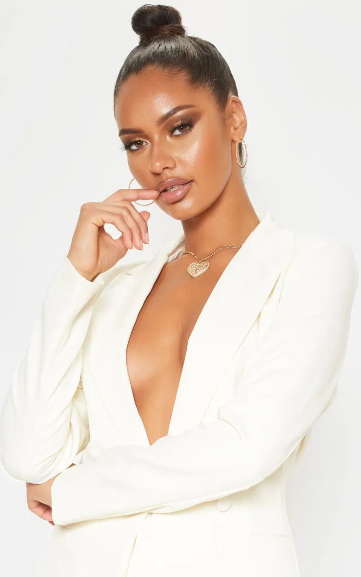 Cream Double Breasted Woven Blazer sold by Pretty Little Thing product image thumbnail 5