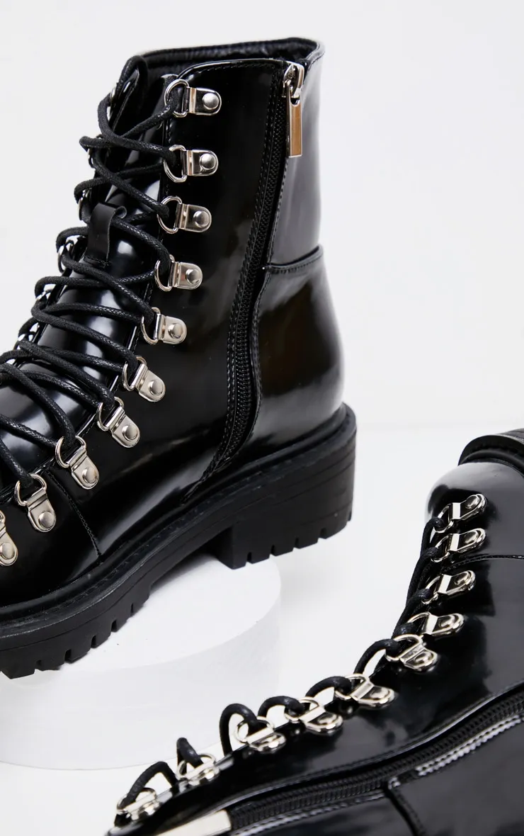 Black Cleated Sole Hiker Eyelet Ankle Boot sold by Pretty Little Thing product image thumbnail 4
