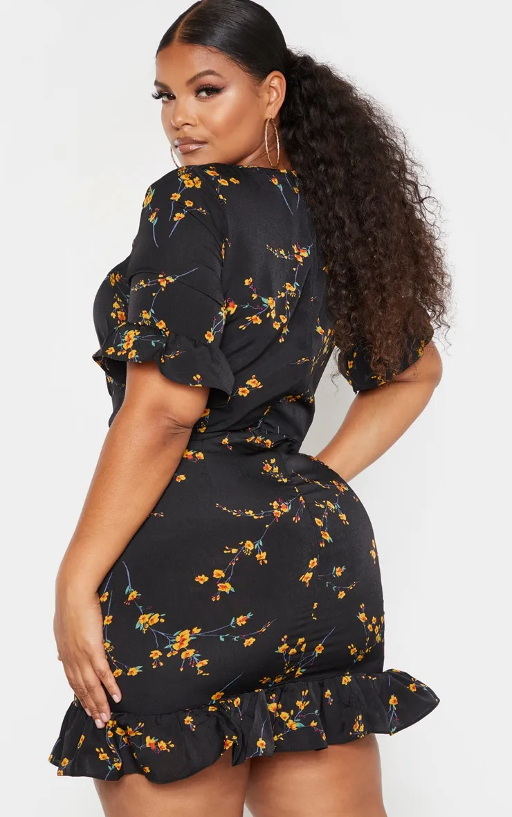 Plus Black Floral Corset Swing Dress sold by Pretty Little Thing product image thumbnail 2