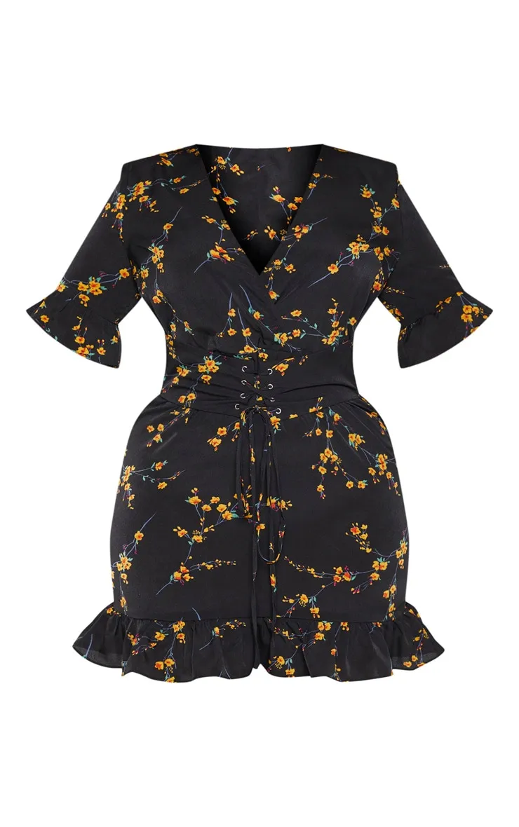 Plus Black Floral Corset Swing Dress sold by Pretty Little Thing product image thumbnail 3