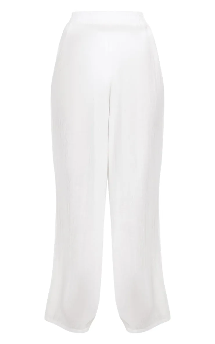 Ecru Wide Leg Beach Floaty Trousers sold by Pretty Little Thing product image thumbnail 5