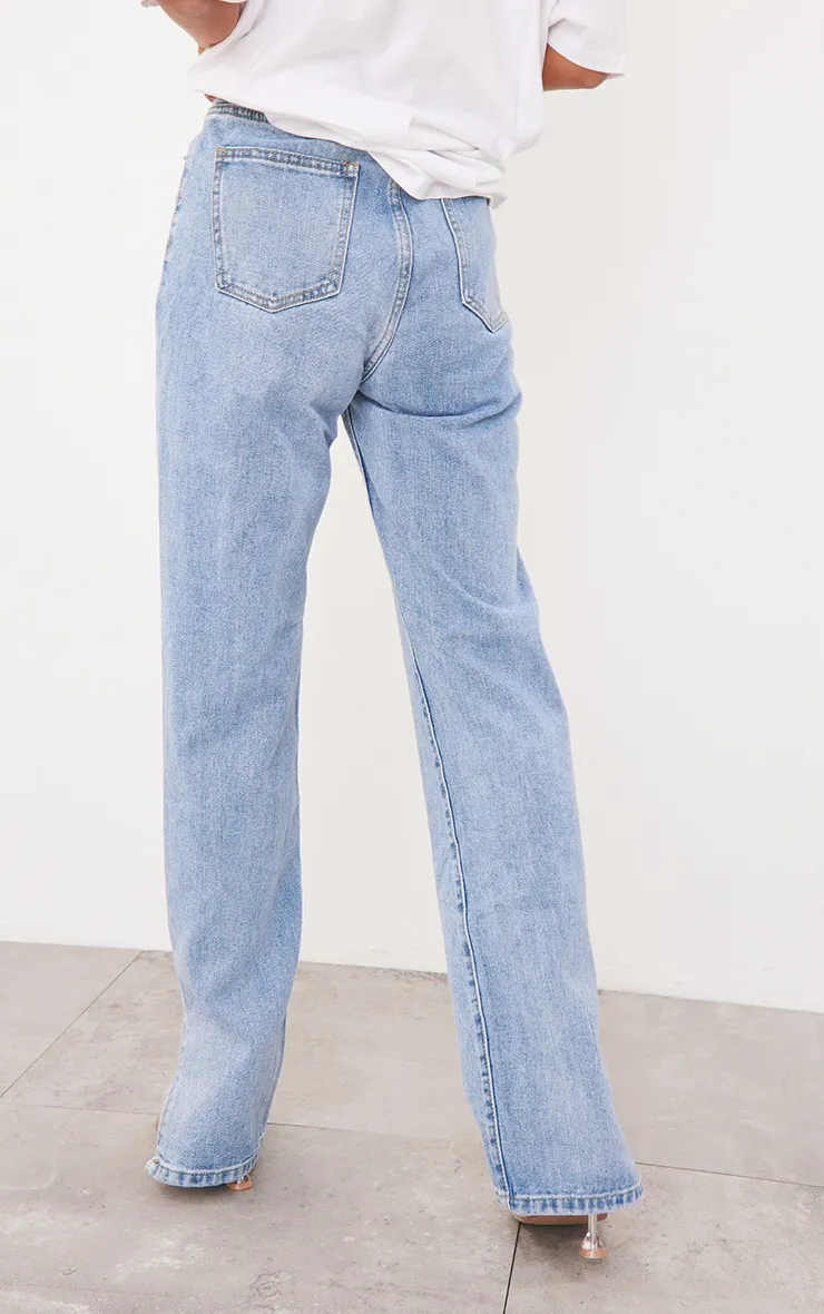 Light Blue Wash Long Leg Split Hem Jeans sold by Pretty Little Thing product image thumbnail 3