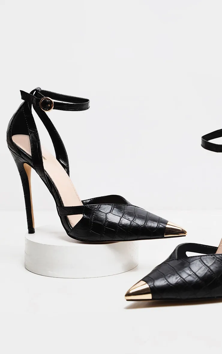 Black Cut Out Heel Metal Toe Court Shoe sold by Pretty Little Thing product image thumbnail 5