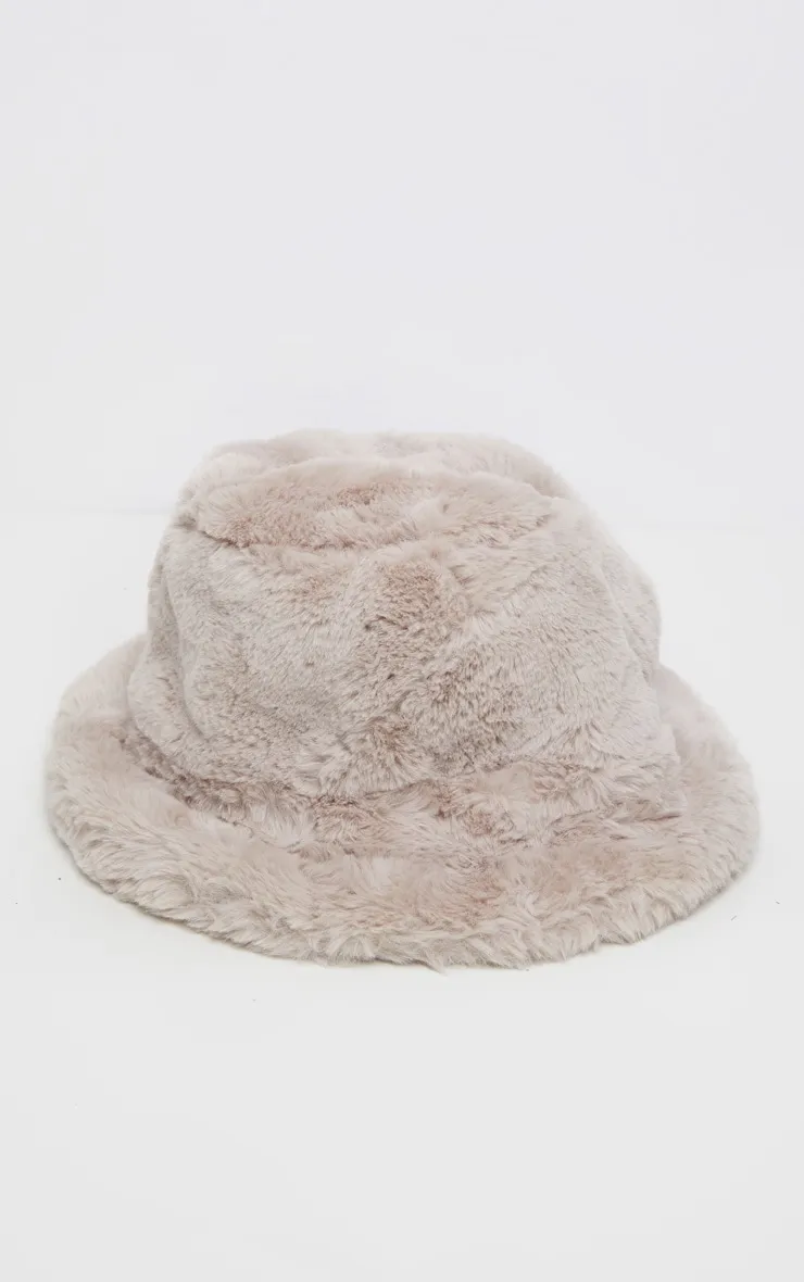 Beige Faux Fur Fluffy Bucket Hat sold by Pretty Little Thing product image thumbnail 2