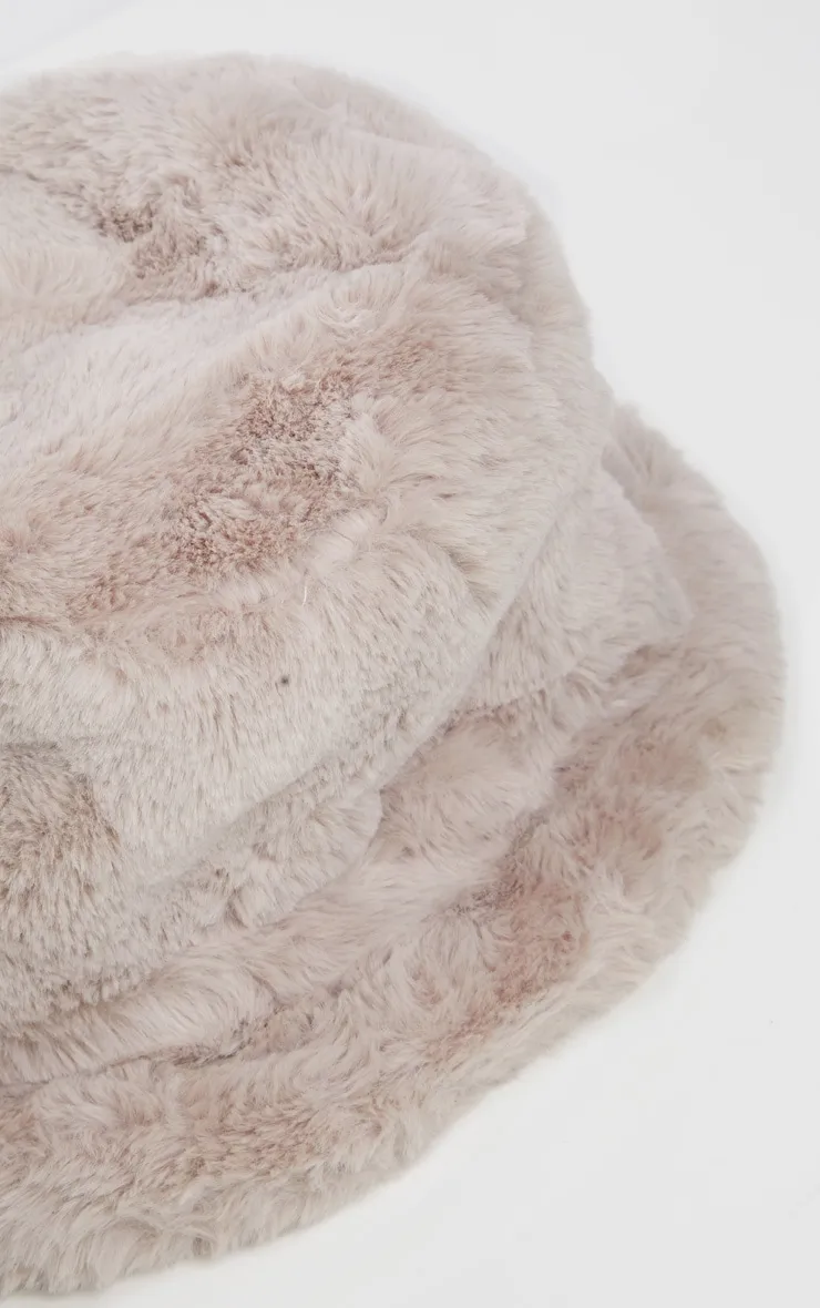 Beige Faux Fur Fluffy Bucket Hat sold by Pretty Little Thing product image thumbnail 3