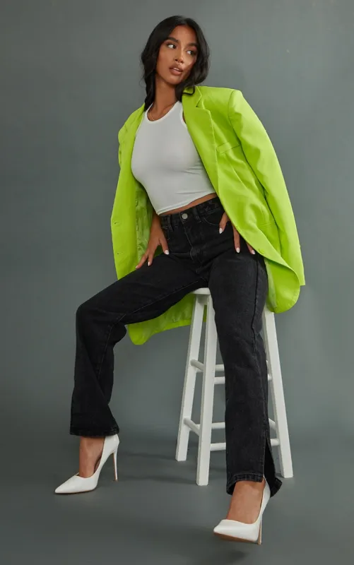 Petite Black Split Hem Jeans sold by Pretty Little Thing