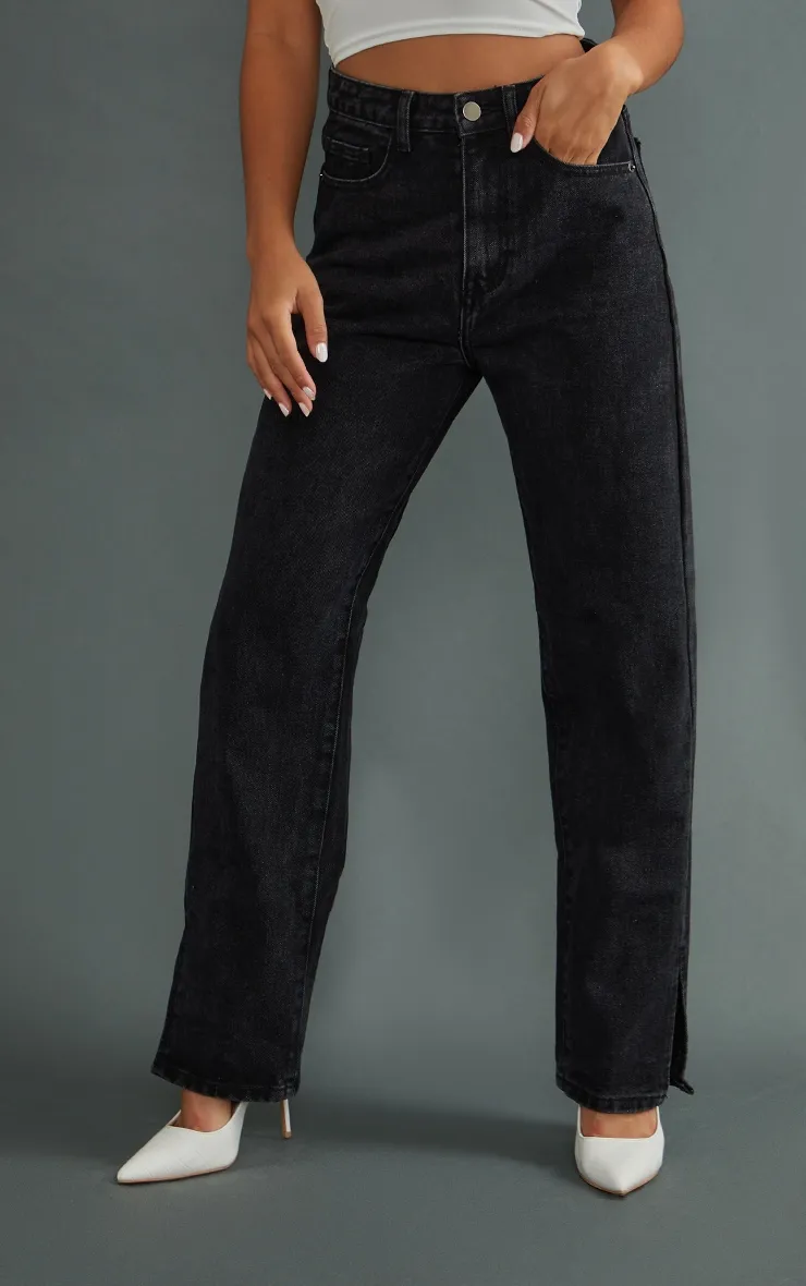 Petite Black Split Hem Jeans sold by Pretty Little Thing product image thumbnail 2