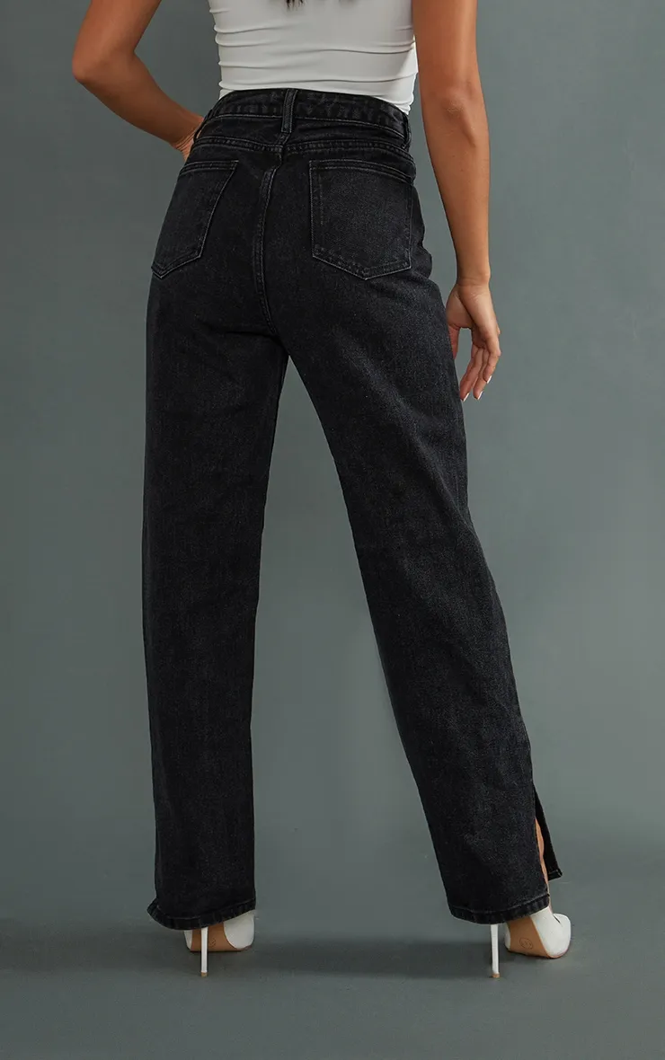 Petite Black Split Hem Jeans sold by Pretty Little Thing product image thumbnail 3