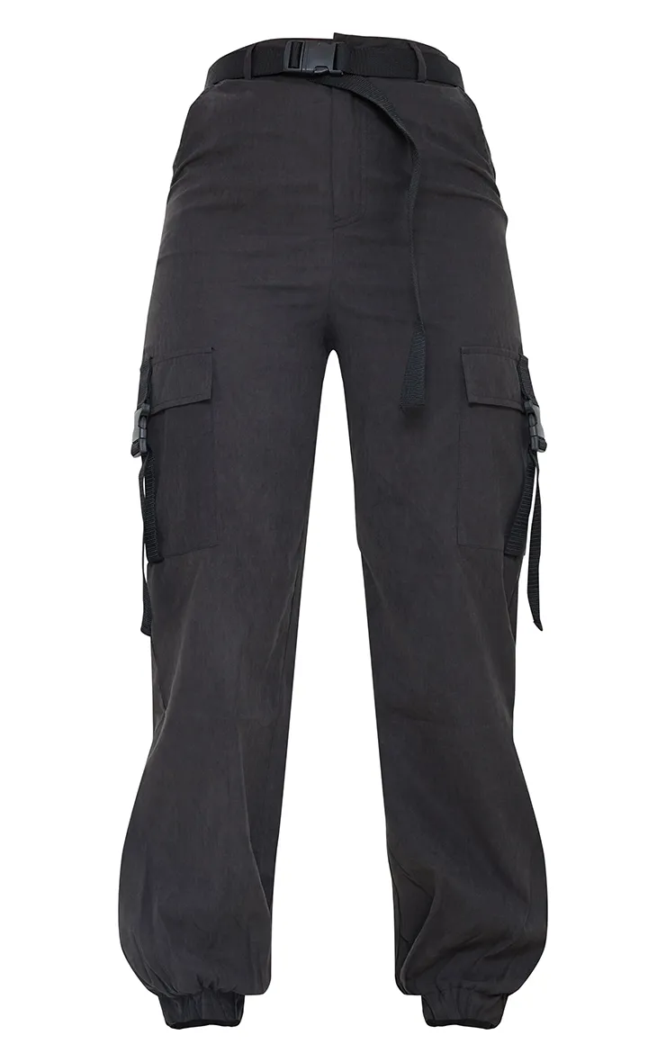Black Buckle Detail Belted Cargo Trousers sold by Pretty Little Thing product image thumbnail 5
