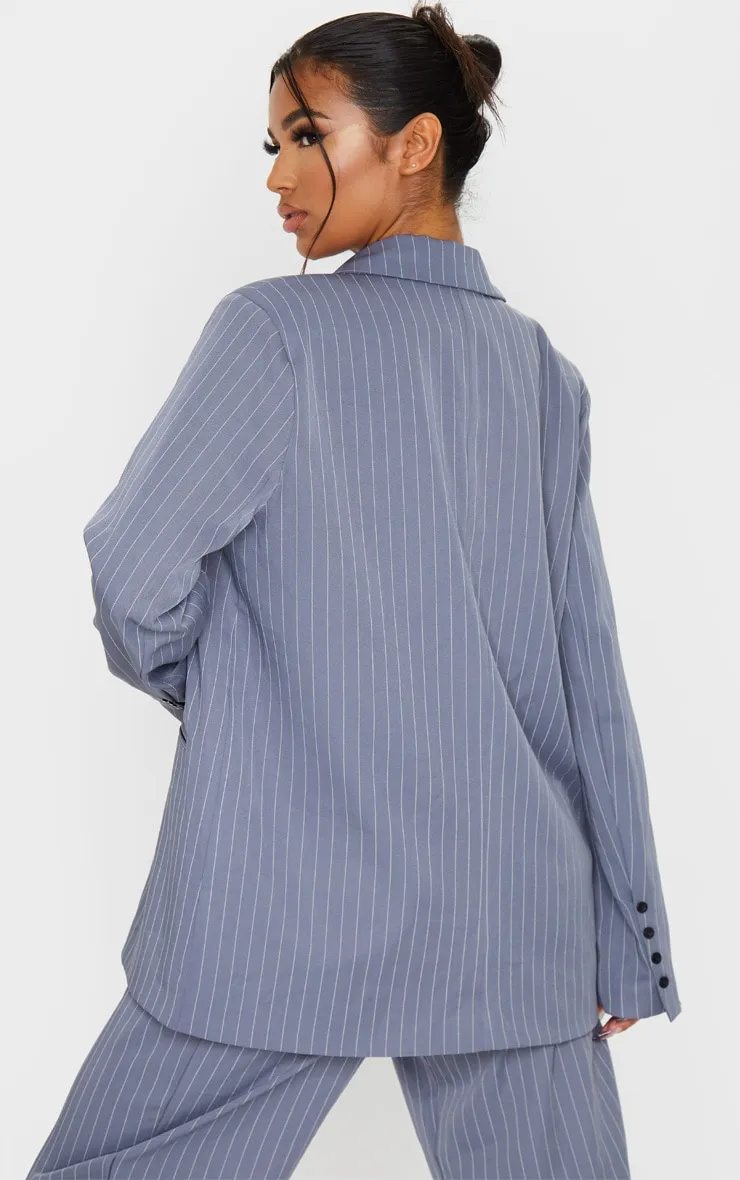 Charcoal Grey Pinstripe Oversized Dad Blazer sold by Pretty Little Thing product image thumbnail 2