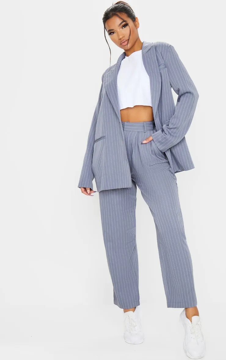 Charcoal Grey Pinstripe Oversized Dad Blazer sold by Pretty Little Thing product image thumbnail 3