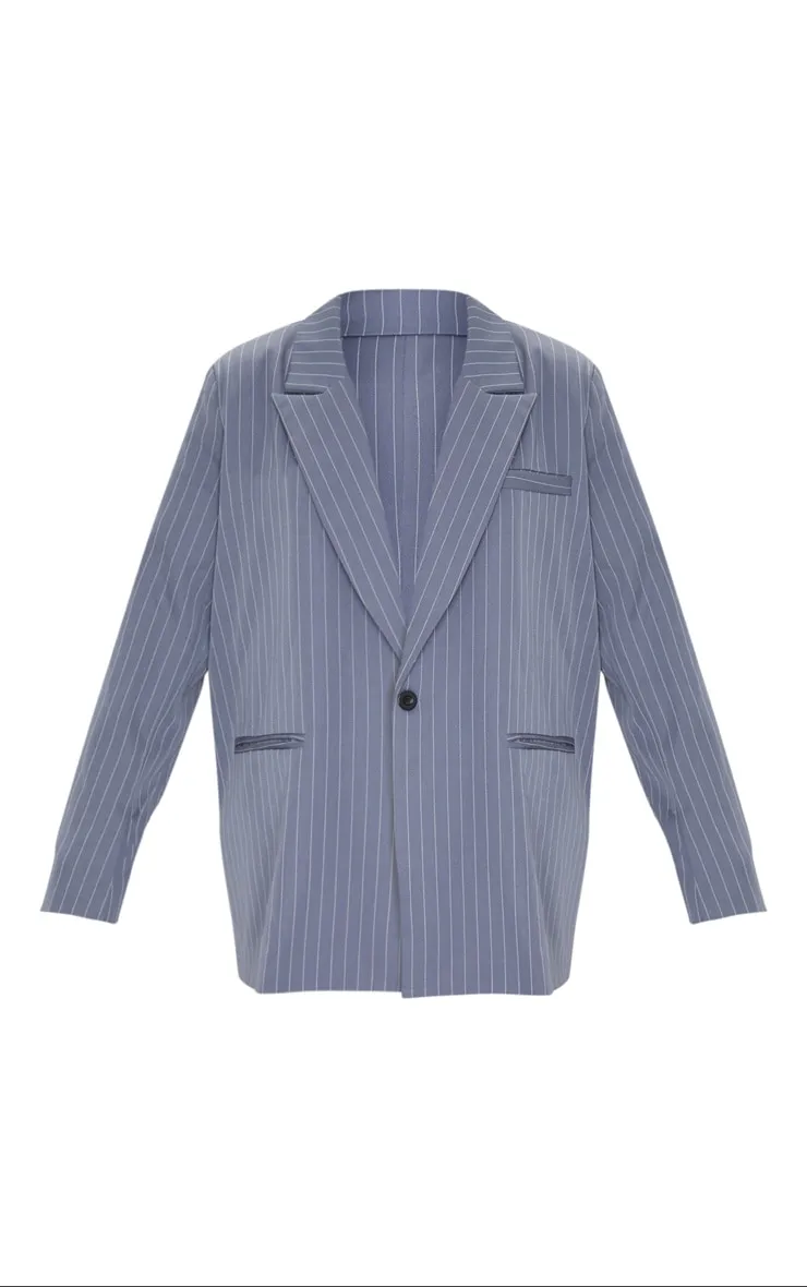 Charcoal Grey Pinstripe Oversized Dad Blazer sold by Pretty Little Thing product image thumbnail 5