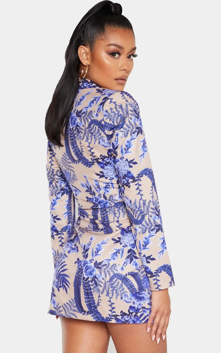 Nude Floral Wrap Detail Blazer Dress sold by Pretty Little Thing product image thumbnail 2