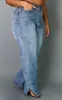 Plus Mid Wash Split Hem Jeans sold by Pretty Little Thing