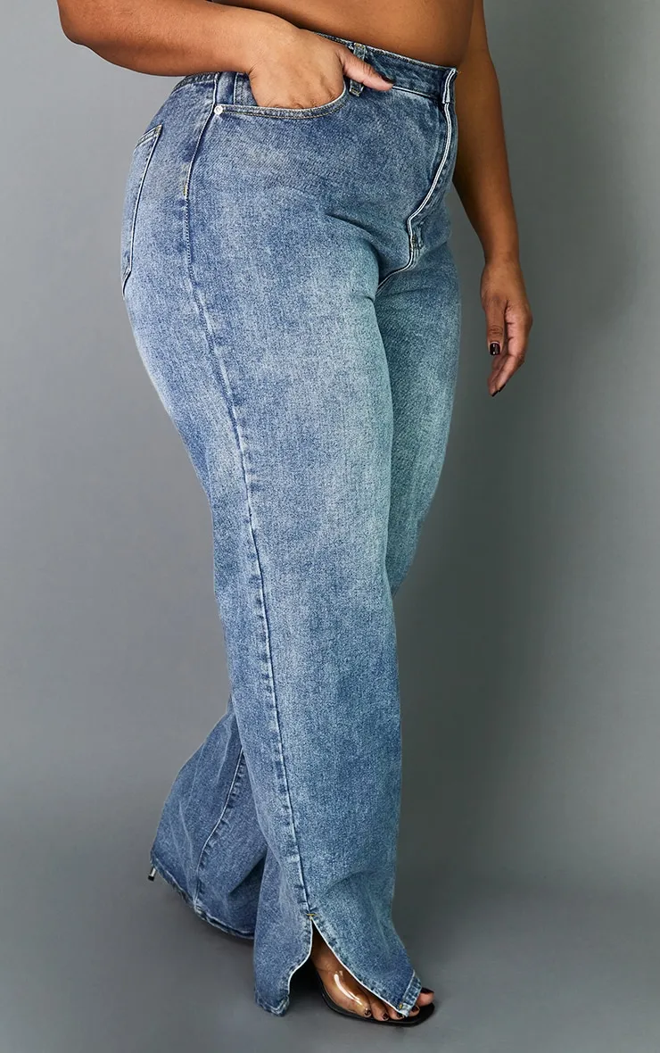 Plus Mid Wash Split Hem Jeans sold by Pretty Little Thing product image thumbnail 2