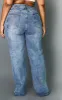 Plus Mid Wash Split Hem Jeans sold by Pretty Little Thing