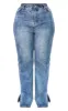 Plus Mid Wash Split Hem Jeans sold by Pretty Little Thing