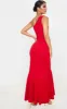 Red One Shoulder Frill Split Maxi Dress sold by Pretty Little Thing