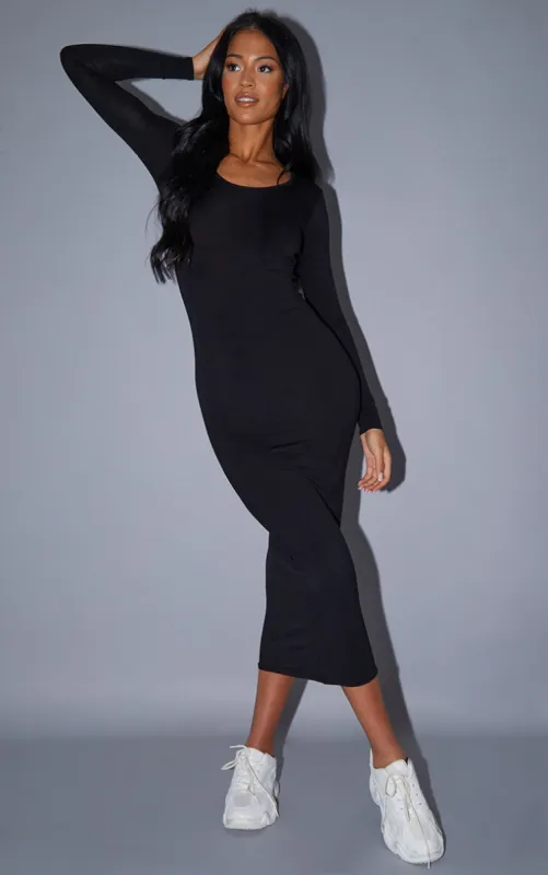 Tall Black Long Sleeve Jersey Maxi Dress sold by Pretty Little Thing