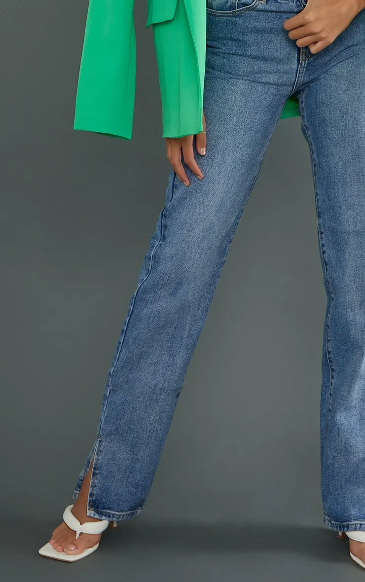 Tall Mid Wash High Waist Split Hem Jeans sold by Pretty Little Thing product image thumbnail 4