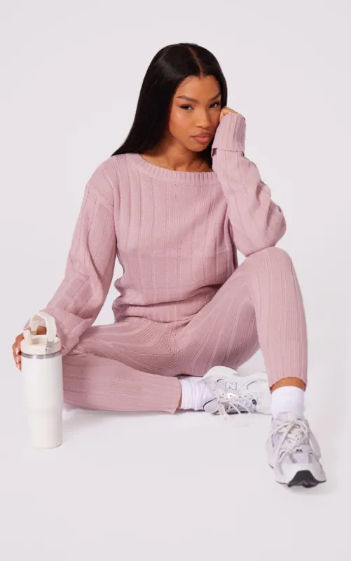 Rose Bardot Jumper And Legging Lounge Set sold by Pretty Little Thing