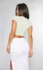 Sage Khaki Cotton Short Sleeve Crop Top sold by Pretty Little Thing