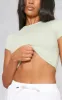 Sage Khaki Cotton Short Sleeve Crop Top sold by Pretty Little Thing