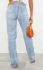 Light Blue Wash High Waist Straight Leg Jeans sold by Pretty Little Thing