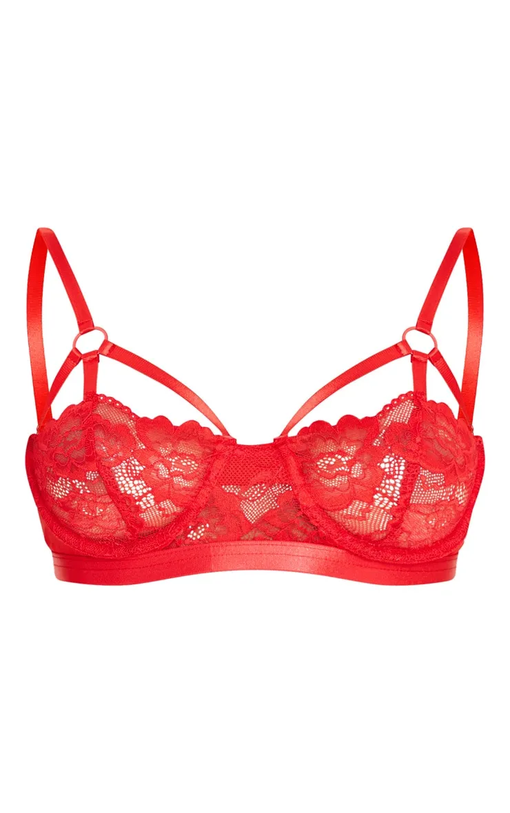 Red Strapping Detail Underwired Balcony Bra sold by Pretty Little Thing product image thumbnail 3