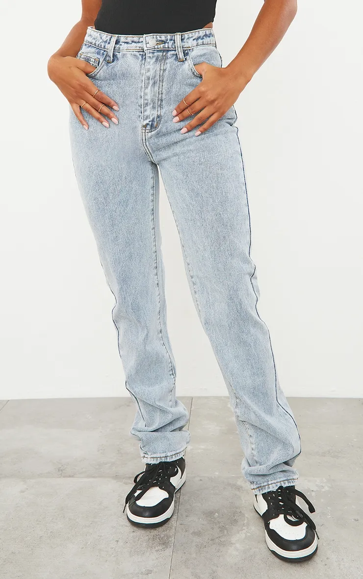 Light Wash Long Leg Straight Jeans sold by Pretty Little Thing product image thumbnail 2