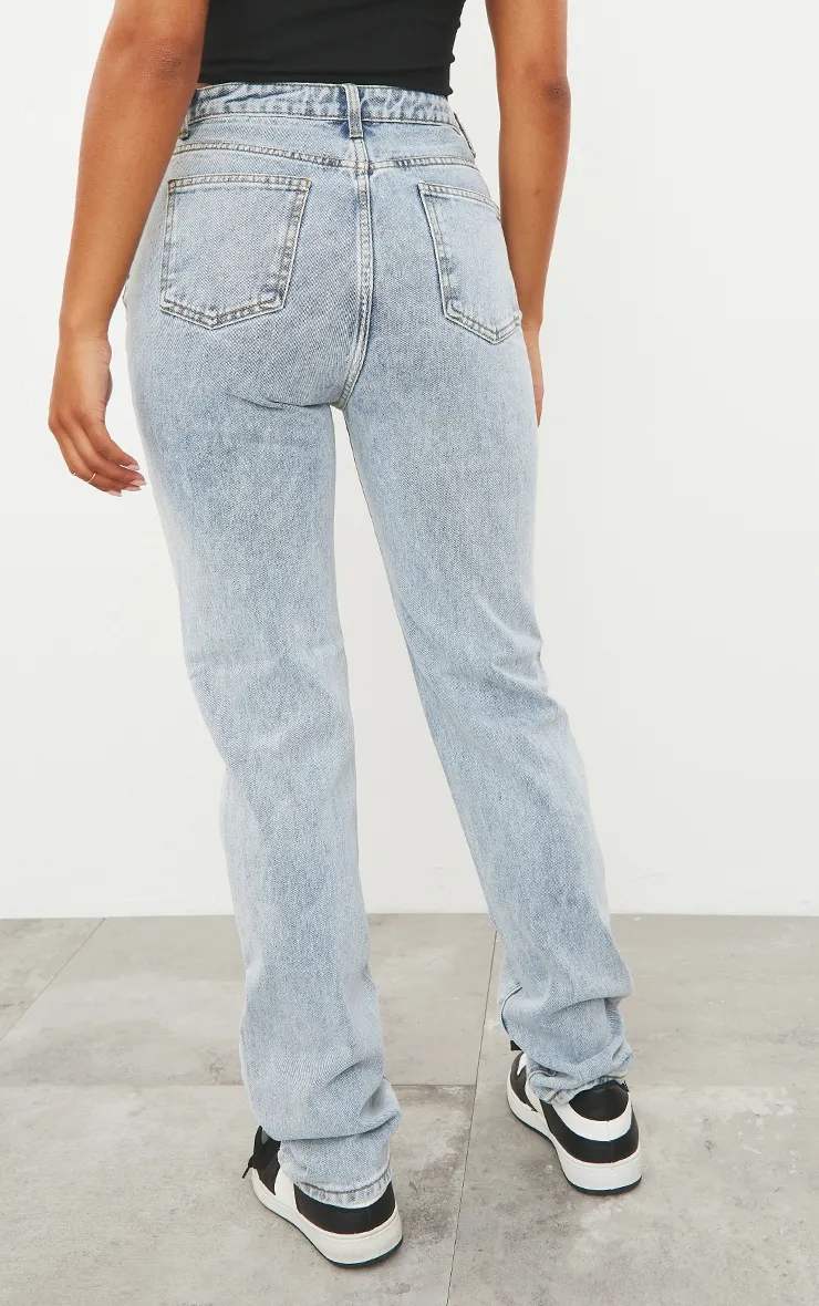 Light Wash Long Leg Straight Jeans sold by Pretty Little Thing product image thumbnail 3