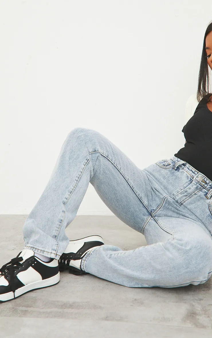 Light Wash Long Leg Straight Jeans sold by Pretty Little Thing product image thumbnail 4