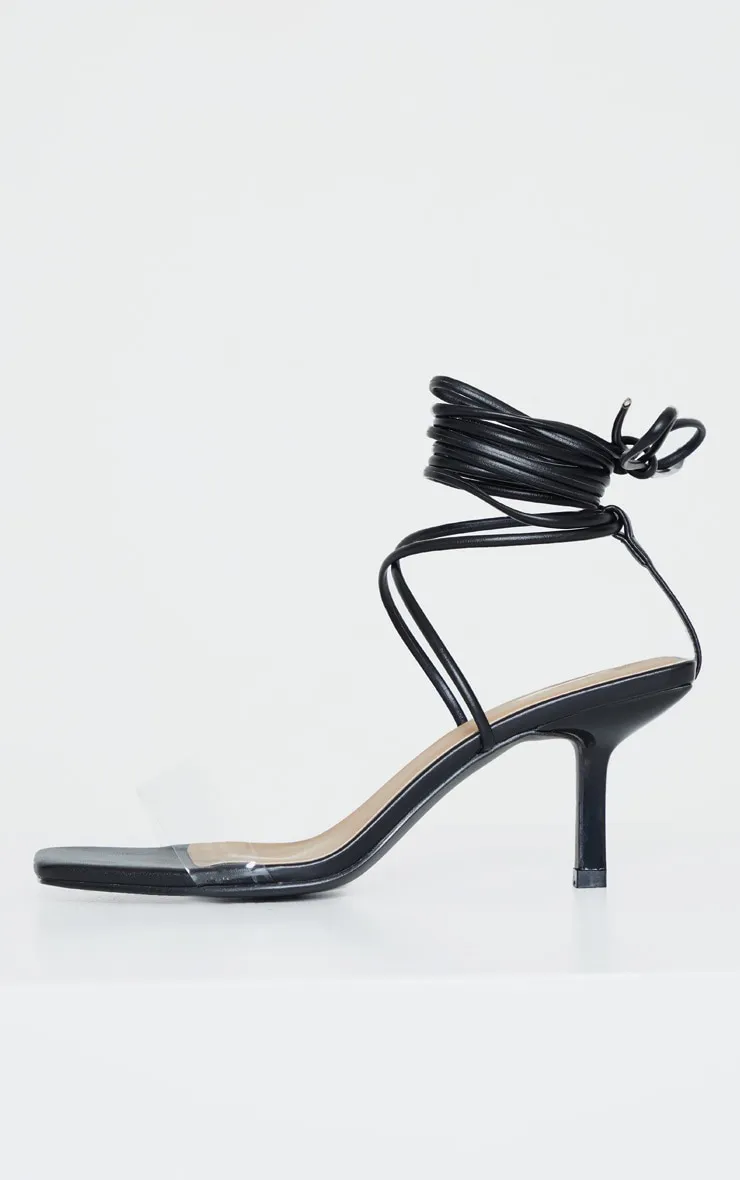 Black Low Heel Clear Strap Ankle Tie Sandal sold by Pretty Little Thing product image thumbnail 3