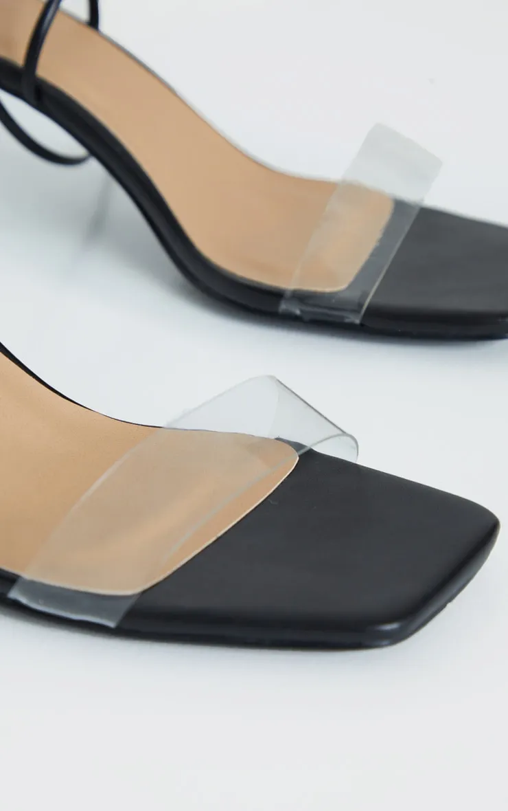 Black Low Heel Clear Strap Ankle Tie Sandal sold by Pretty Little Thing product image thumbnail 4