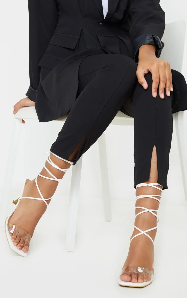 White Low Heel Clear Strap Ankle Tie Sandal sold by Pretty Little Thing