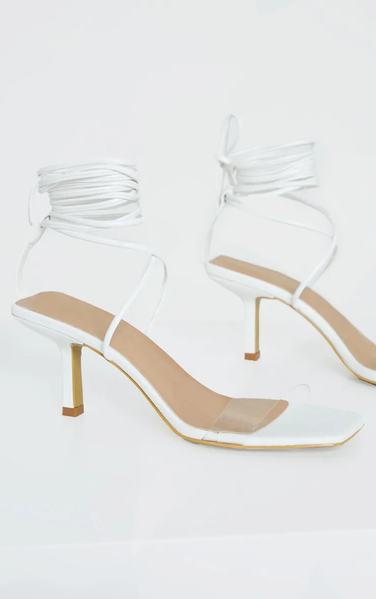 White Low Heel Clear Strap Ankle Tie Sandal sold by Pretty Little Thing product image thumbnail 4