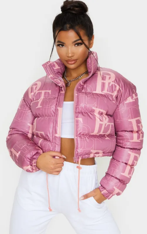 PRETTYLITTLETHING Pink Crop Puffer Jacket sold by Pretty Little Thing