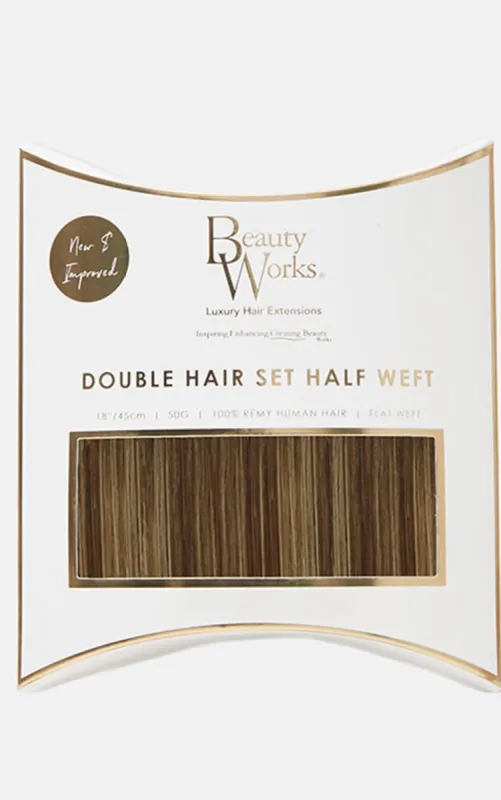 Beauty Works Double Hair Set Weft Clip In 18 Inch Mocha Melt 50 Grams sold by Pretty Little Thing